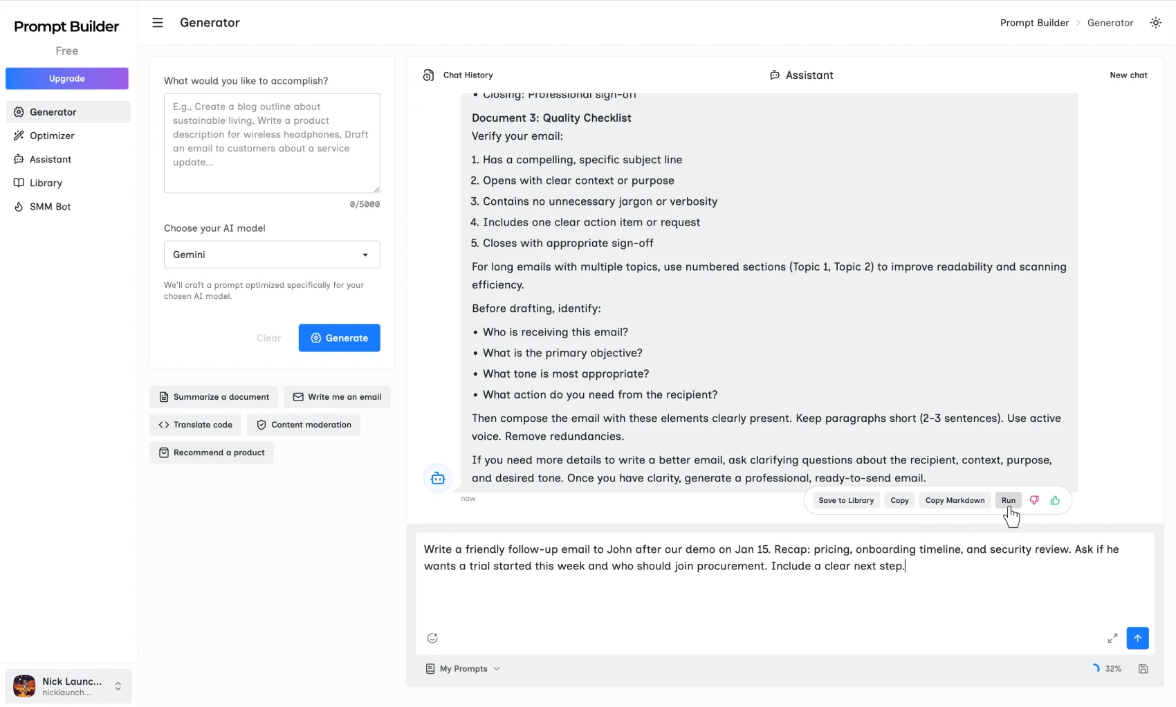 AI prompt generator that creates prompts tuned for Gemini, Claude, and ChatGPT